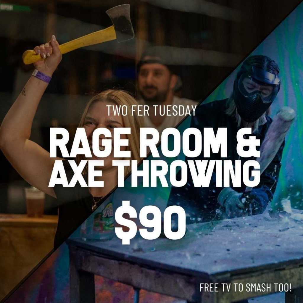 Two Fer Tuesdays: Rage Room and Axe Throwing for 2 $90