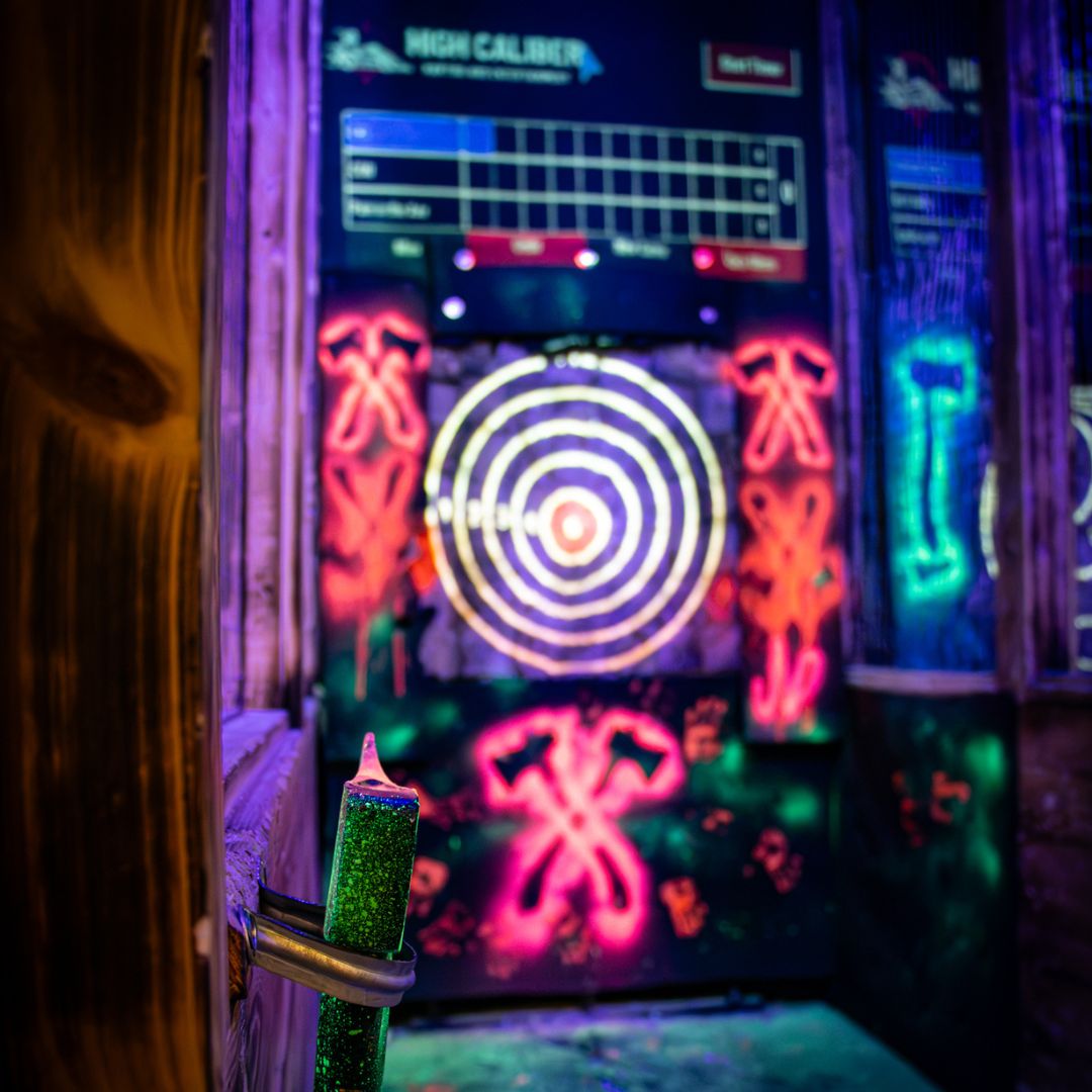 glow axe throwing high caliber