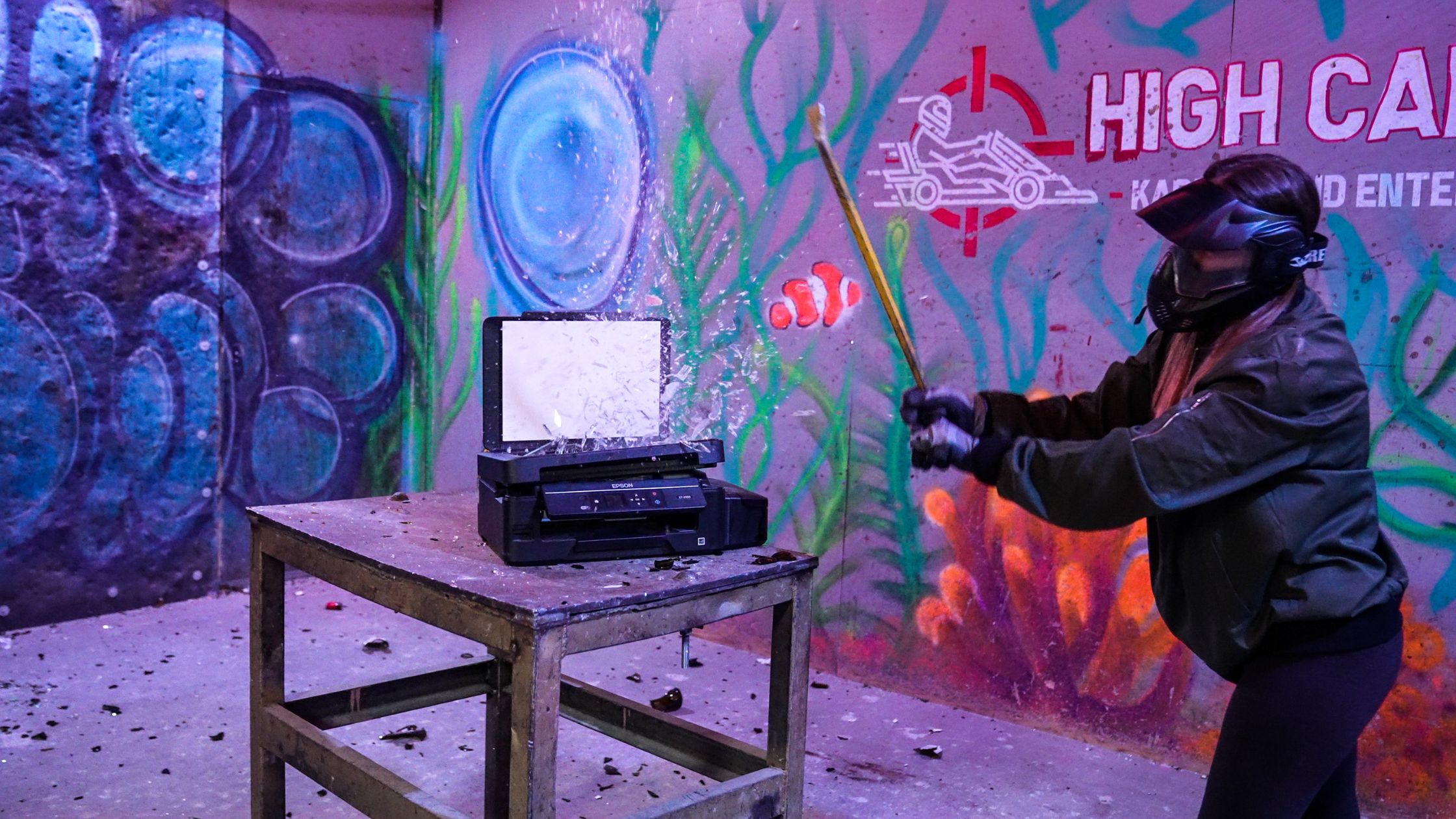 donate old office items to a rage room