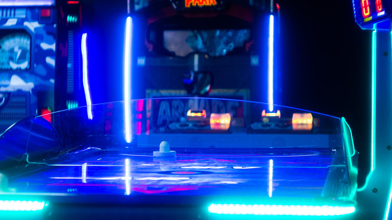 Air hockey and old school arcade games