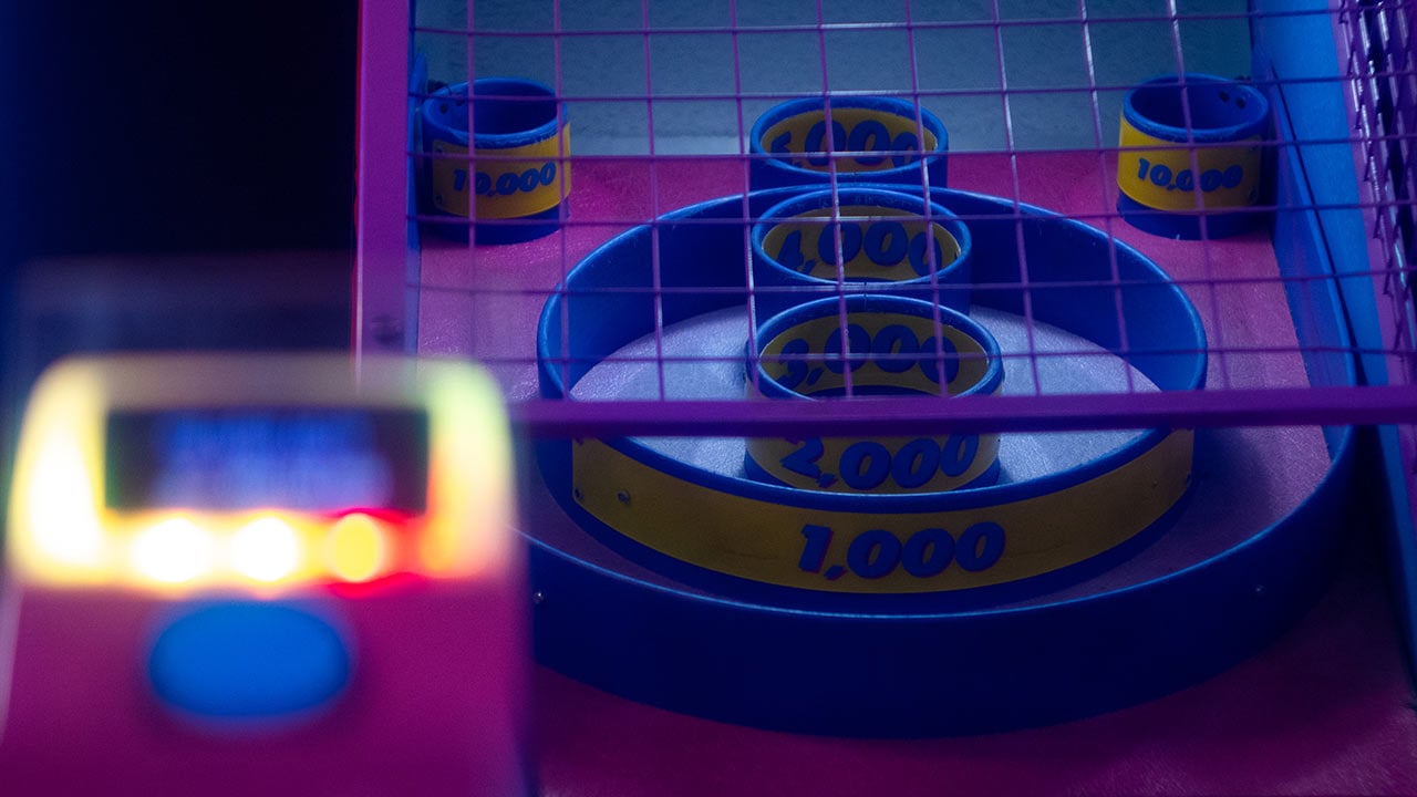 ski ball and throwing games at the arcade