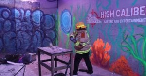 rage room with firefighter