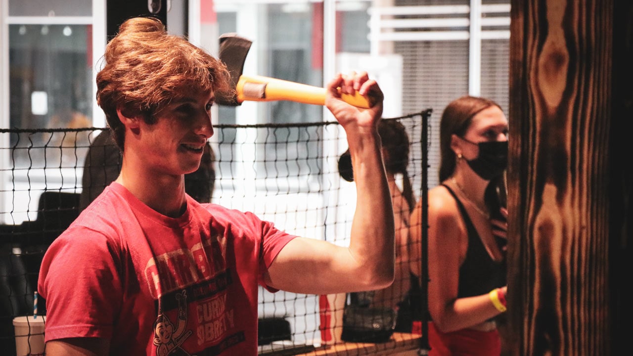 axe throwing at High Caliber Karting and Entertainment helps you relieve stress