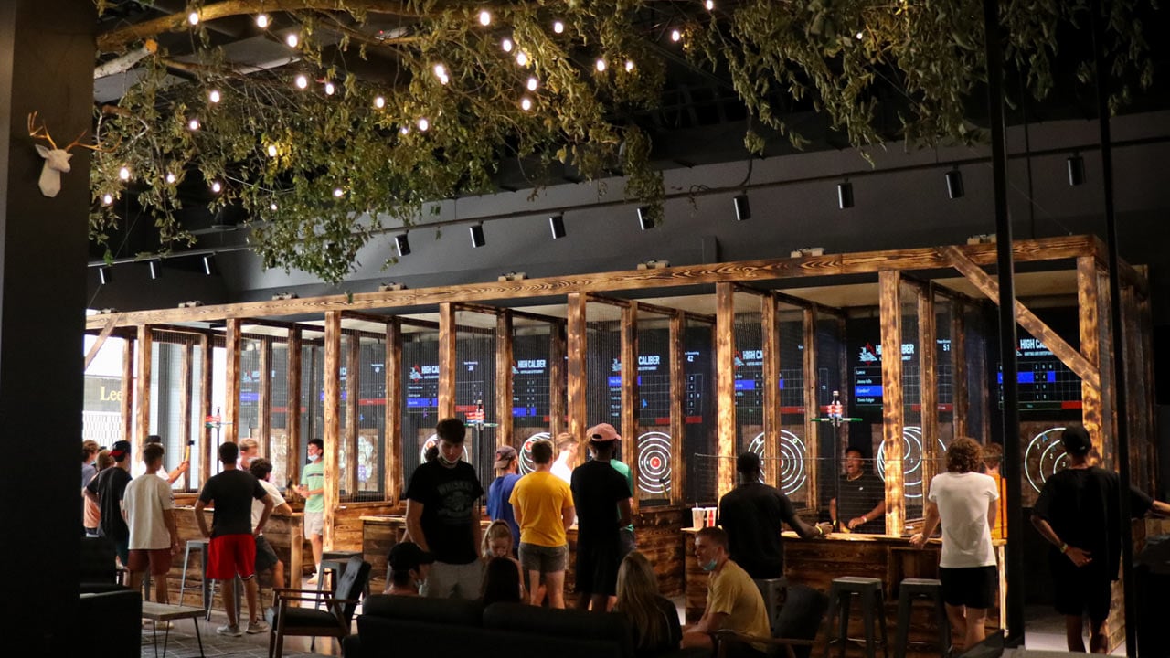 axe throwing at High Caliber Karting and Entertainment is great for socializing