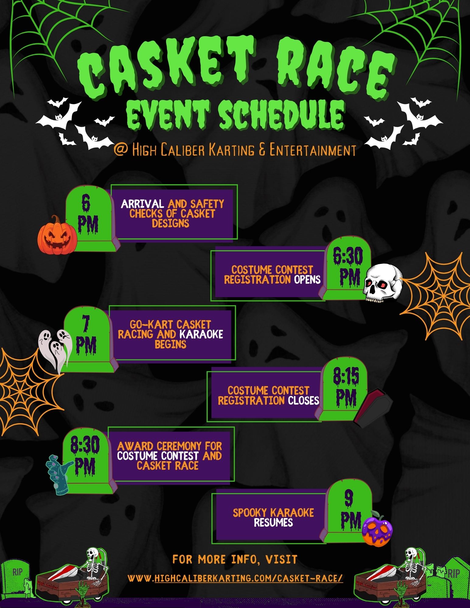 casket race halloween event at high caliber karting