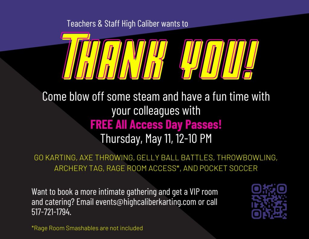 teacher and staff apprecation day at high caliber karting